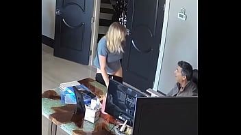Play Real- My stepdaughter teased me during the homeoffice and ended up getting hot milk in her brand new pussy while her was resting