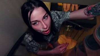 Play Stepsister gives stepbrother a blowjob while parents watch porn