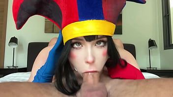 Play Pomni from The Amazing Digital Circus Deepthroats, Footjobs and Rough Fucks till 2 Cumshots