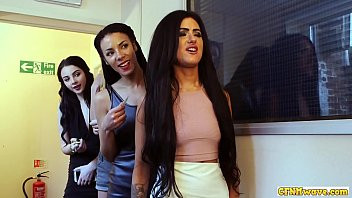 Play Cfnm sluts give group handjob