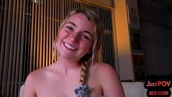 Play POV teen talks dirty sucks and rides stiff cock of her BF
