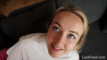 Play I gave a creampie to hot blonde teen Ann Joy on the sofa
