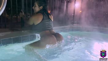 Play Thick Ass Petite MILF fucks dude in Public Bathroom