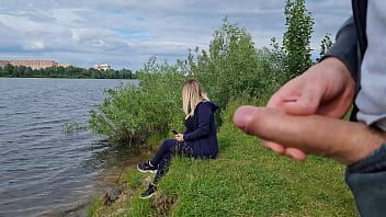 Play The exhibitionist man saw a lonely girl in nature and took out his dick in front of her and began to masturbate the dick in front unfamiliar beauty, he risks scaring her, but she likes to look at a big male dick and wants to see his cumshot
